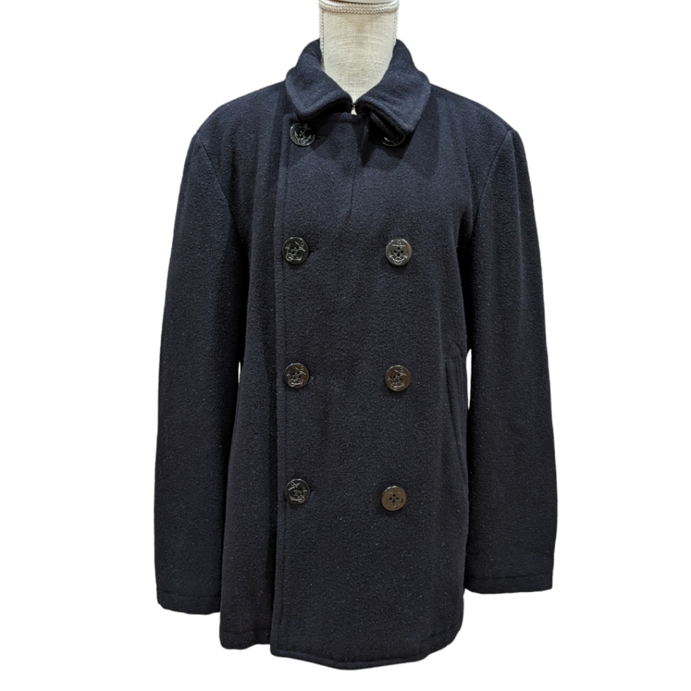 J.Crew Men’s Bayswater Pea Coat, Sz M, Navy Felted Wool HO 07 Quilted Insulate